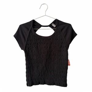 FP Movement Free People Final Mile Tee Women's Medium Black Cut Out Back NWT